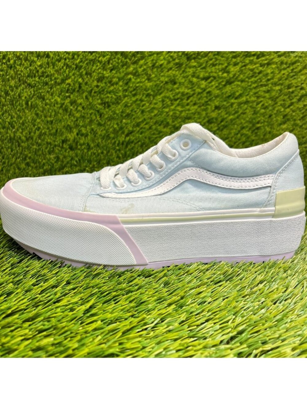 Vans Old Skool Stacked Womens Size 8.5 Mens 7 Blue Athletic Skate Shoes Sneakers - Picture 4 of 11
